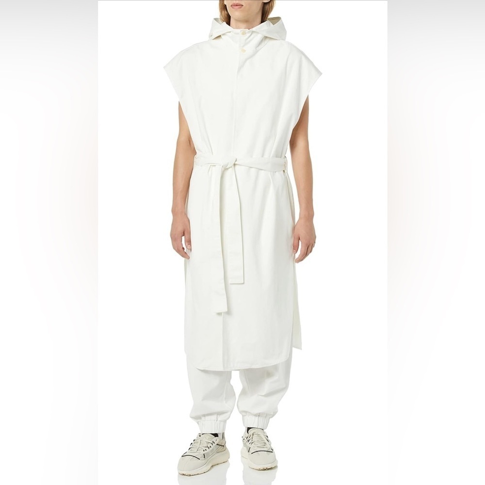 NWT - rare/self All-Gender Hooded Tie Front Twill Vest  Color: White  Size: 4